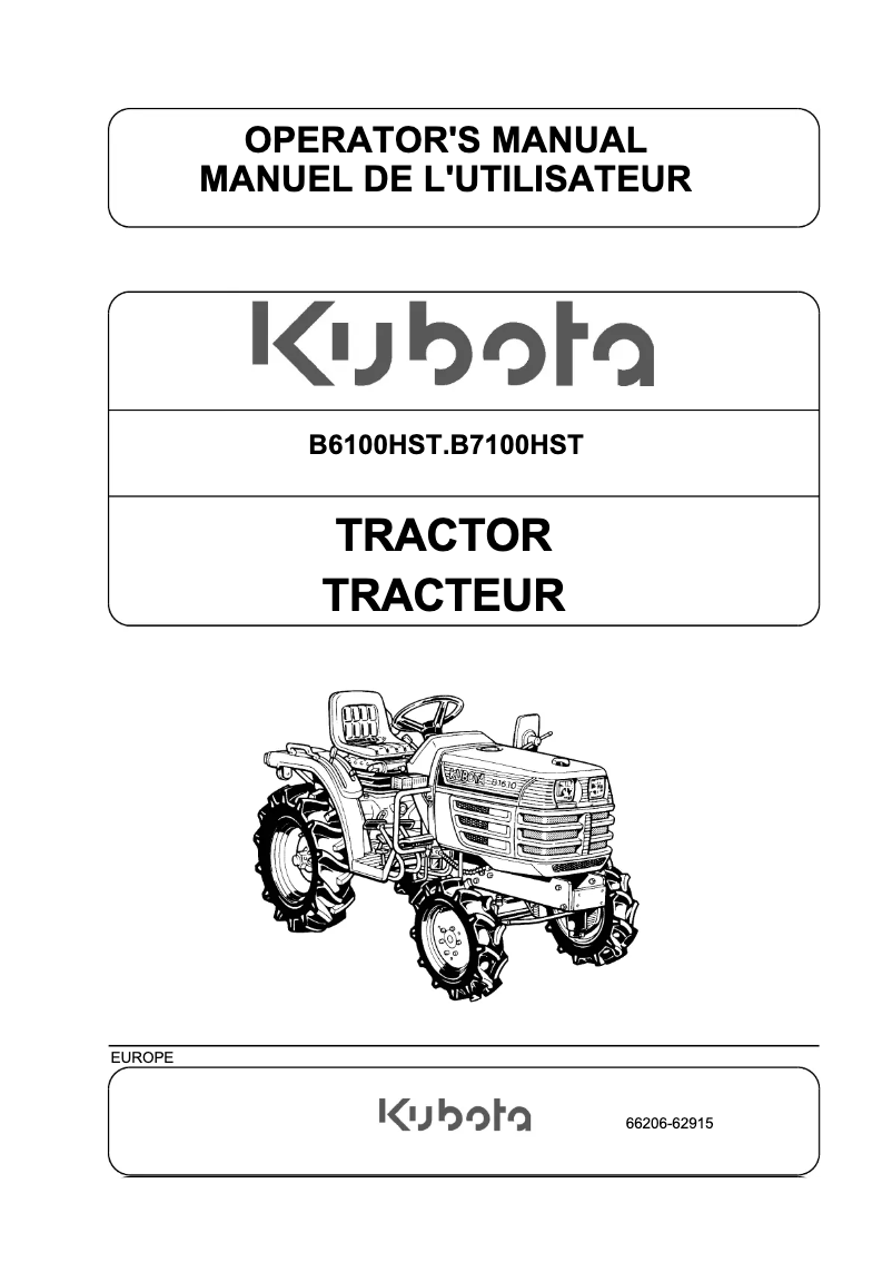 Page 1 of the manual User Manual Kubota B6100HST