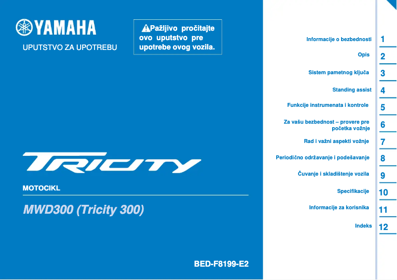 Image de la première page du manuel de l'appareil Tricity 300 (2024)