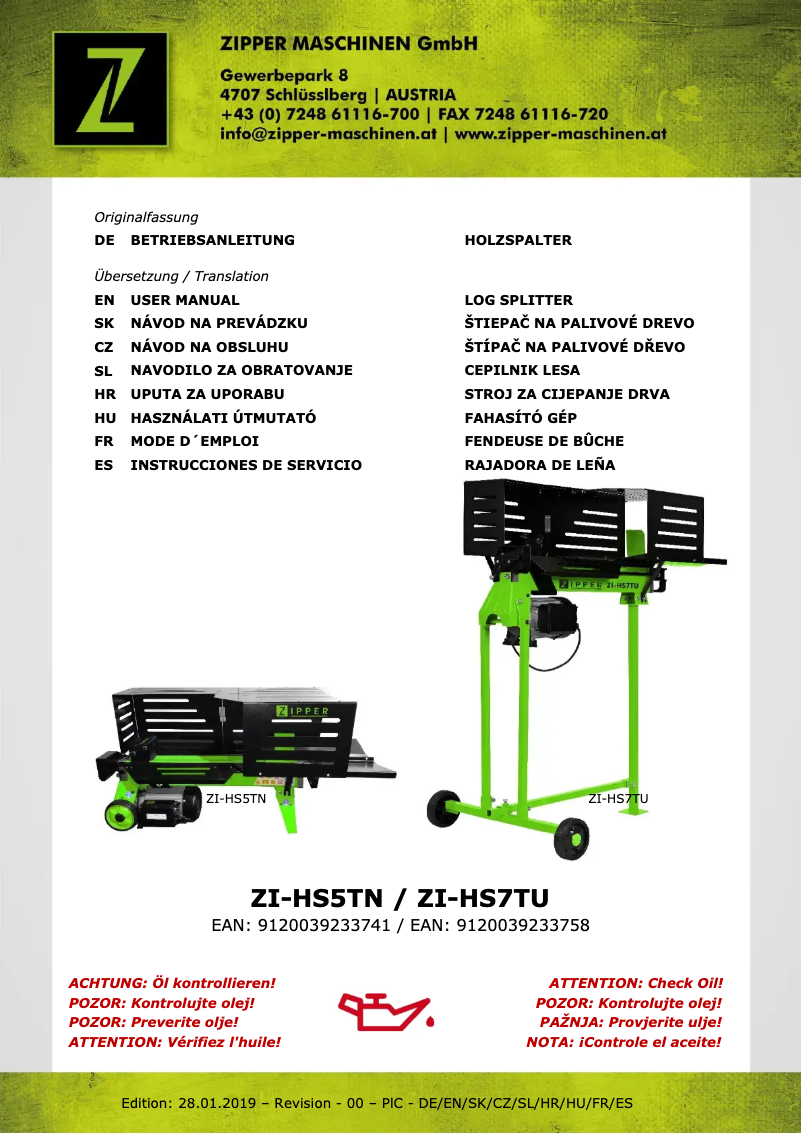 Página 1 del manual Manual de usuario Zipper ZI-HS7TU