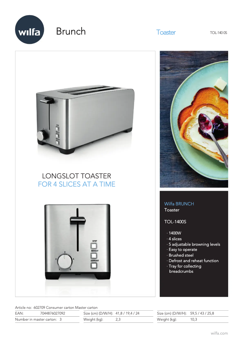 First page image of the manual for Brunch TOL-1400S