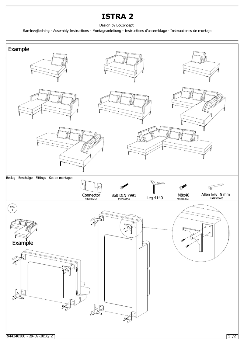 Page n°1 - Manuel utilisateur BoConcept Istra 2