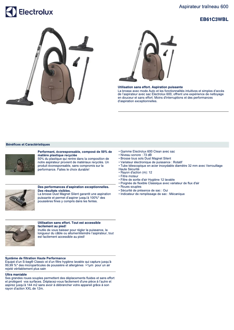 Image de la première page du manuel de l'appareil EB61C3WBL
