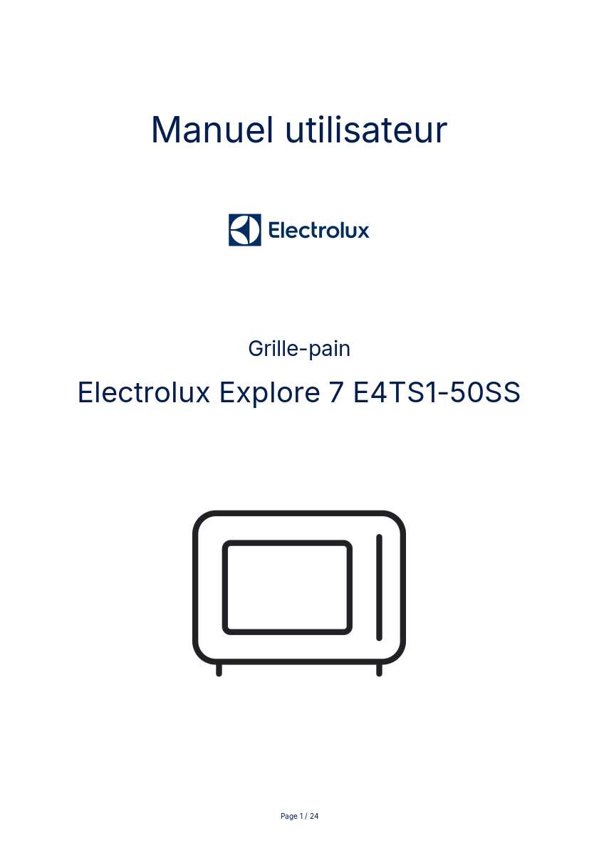 Page n°1 - Manuel utilisateur Electrolux Explore 7 E4TS1-50SS