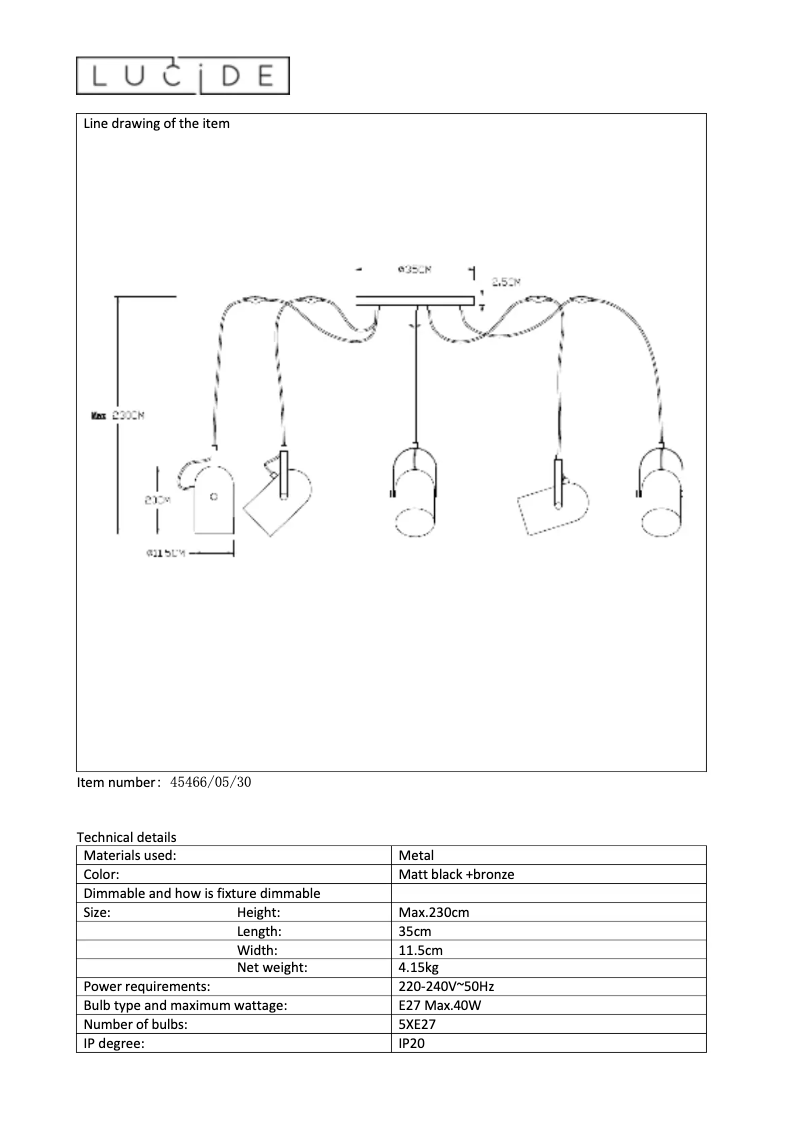 Page 1 de la notice Manuel utilisateur Lucide Swapp