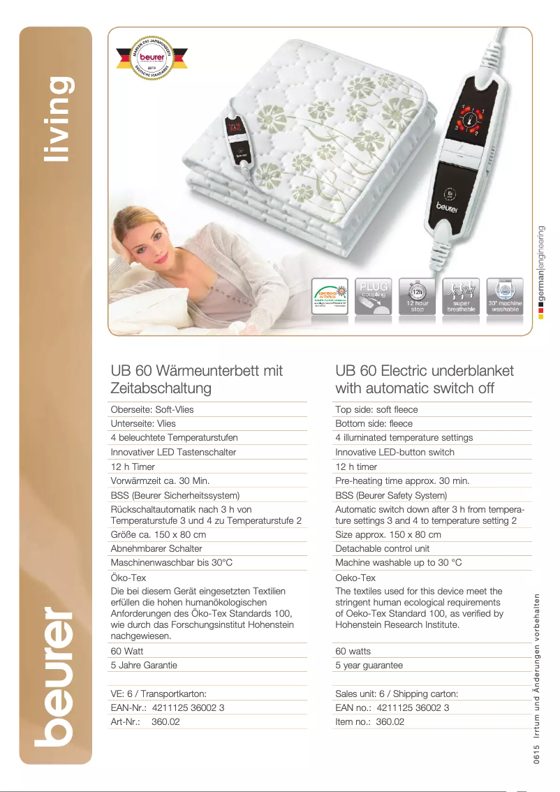 Page n°1 - Fiche technique Beurer UB 60