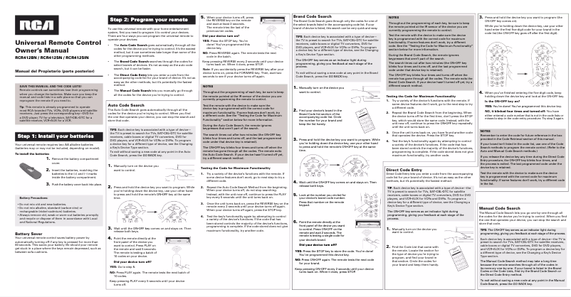 Page n°1 - Manuel utilisateur RCA RCR412BN