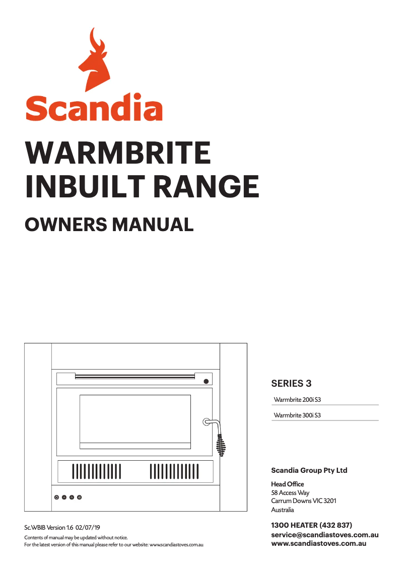 Page 1 de la notice Manuel utilisateur Scandia Warmbrite 200i S3