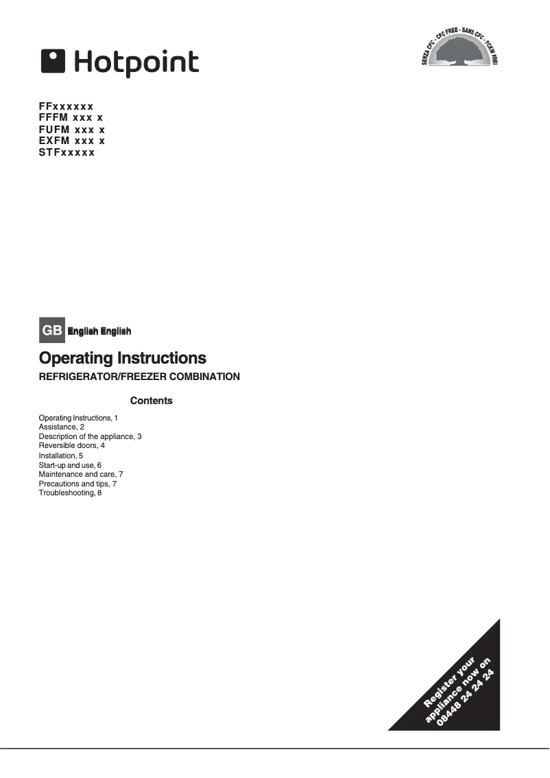 Page 1 de la notice Manuel utilisateur Hotpoint STF175WP