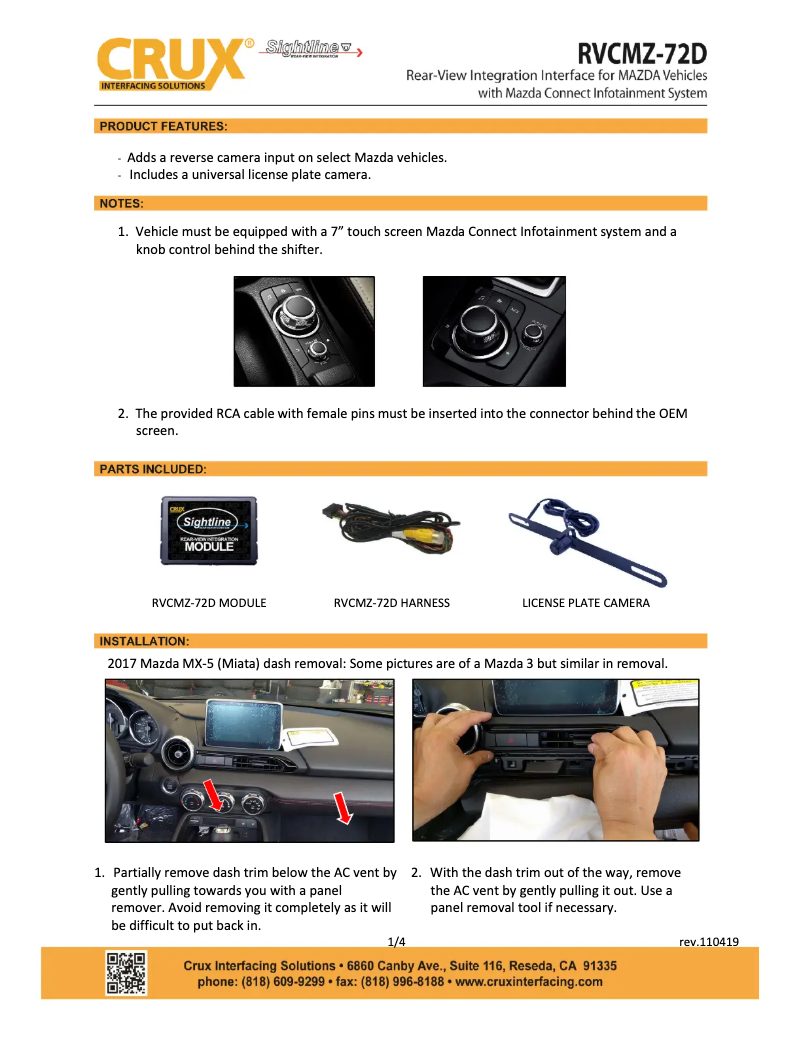 Image de la première page du manuel de l'appareil RVCMZ-72D