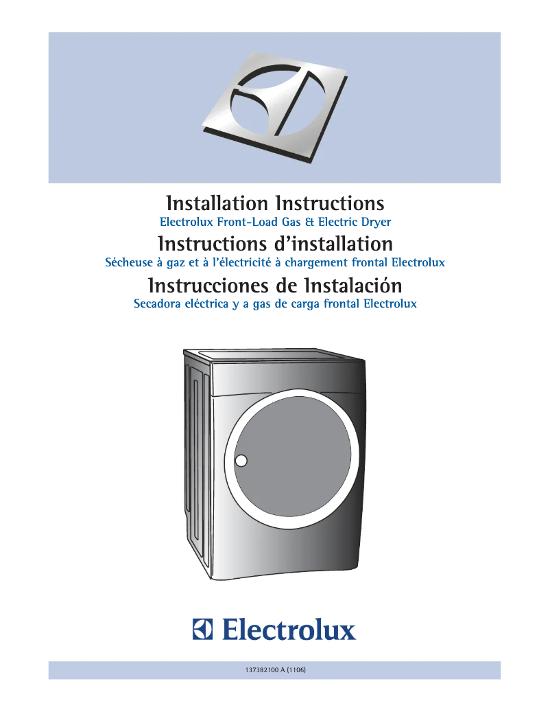 Page n°1 - Guide d'installation Electrolux EIGD50LIW