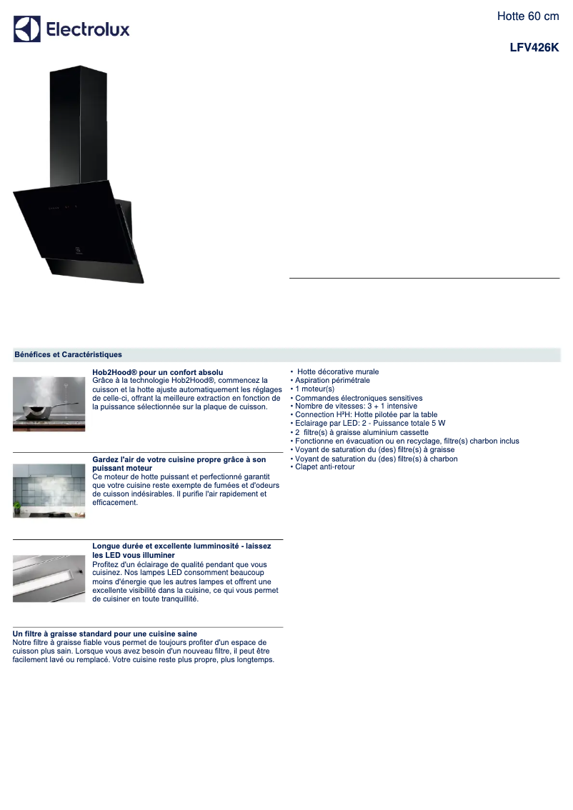 Page n°1 - Fiche technique Electrolux LFV426K