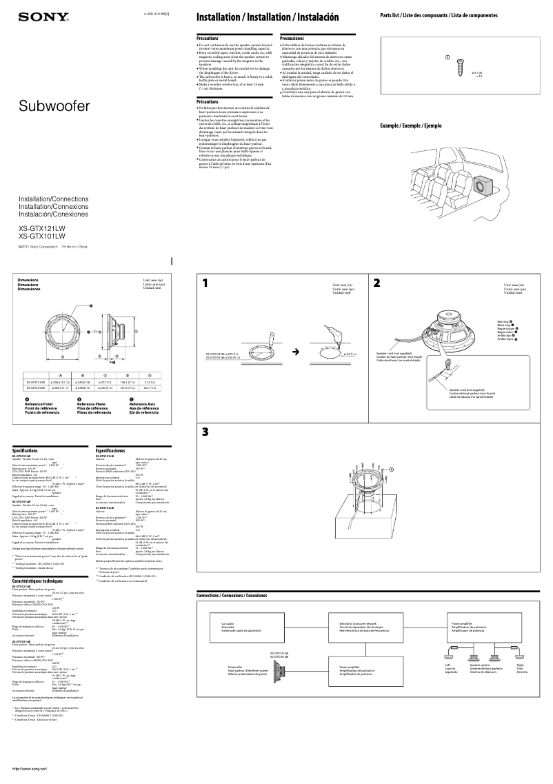 Image de la première page du manuel de l'appareil XS-GTX121LW