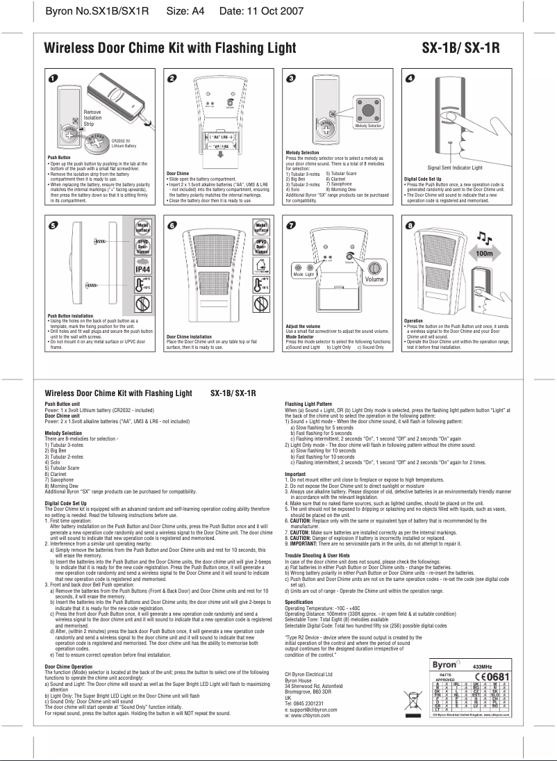 Image de la première page du manuel de l'appareil SX-1B