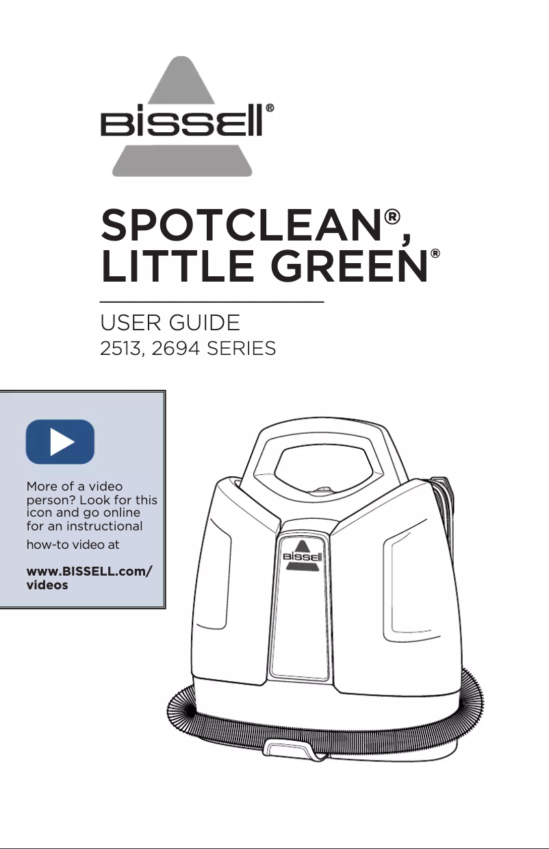 Page 1 de la notice Manuel utilisateur Bissell SpotClean Little Green 2513G