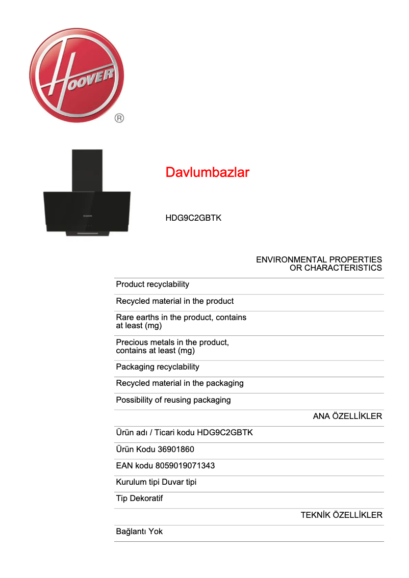 Image de la première page du manuel de l'appareil HDG9C2GBTK