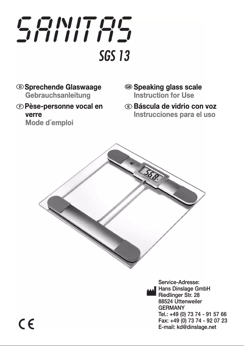 Page n°1 - Manuel utilisateur Sanitas SGS 13