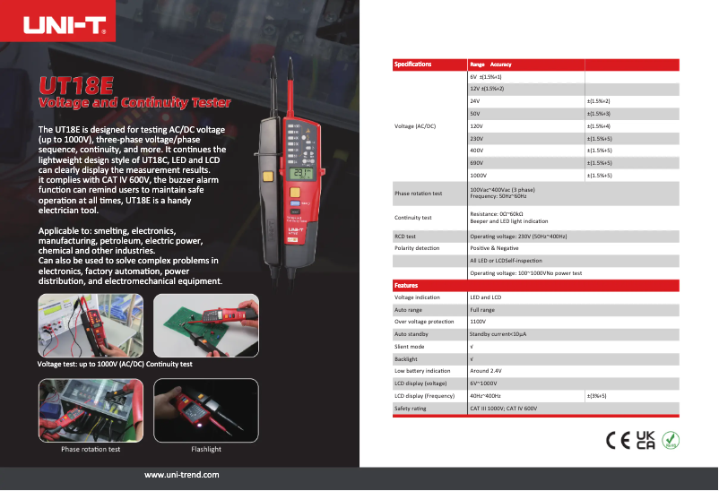 Image de la première page du manuel de l'appareil UT18E