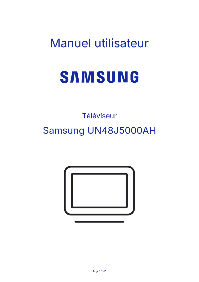Page n°1 - Manuel utilisateur Samsung UN48J5000AH