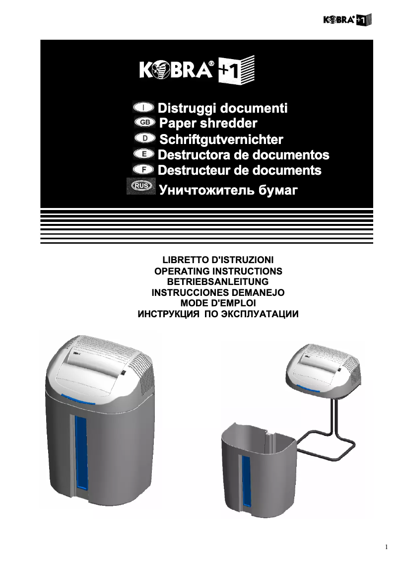 Page 1 of the manual User Manual Kobra +1 SS7