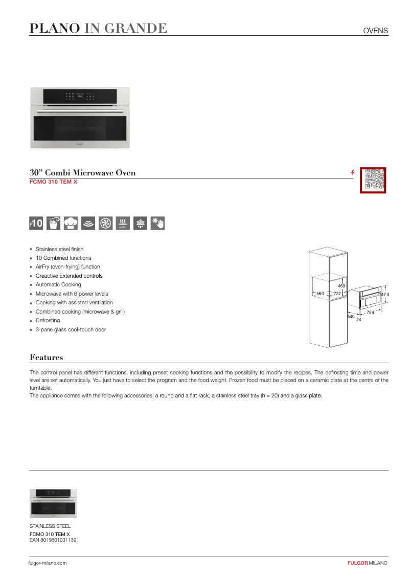 Page n°1 - Fiche technique Fulgor Milano FCMO 310 TEM X
