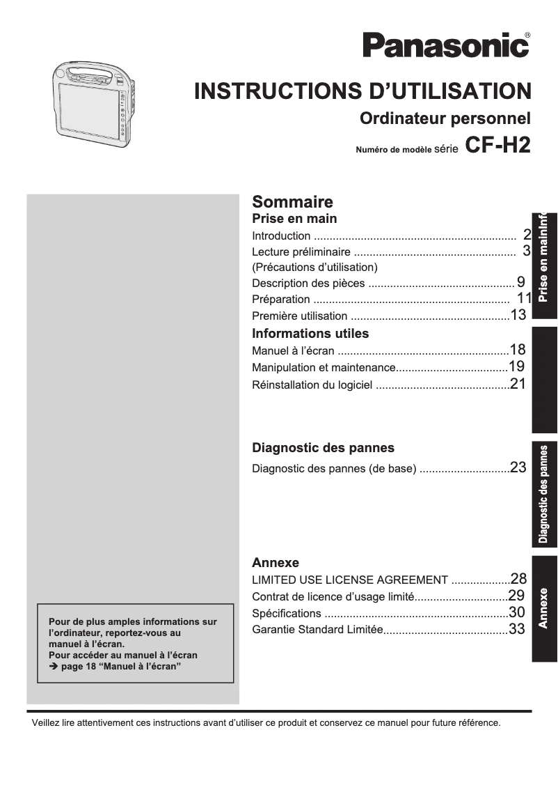 Página 1 del manual Manual de usuario Panasonic Toughbook H2