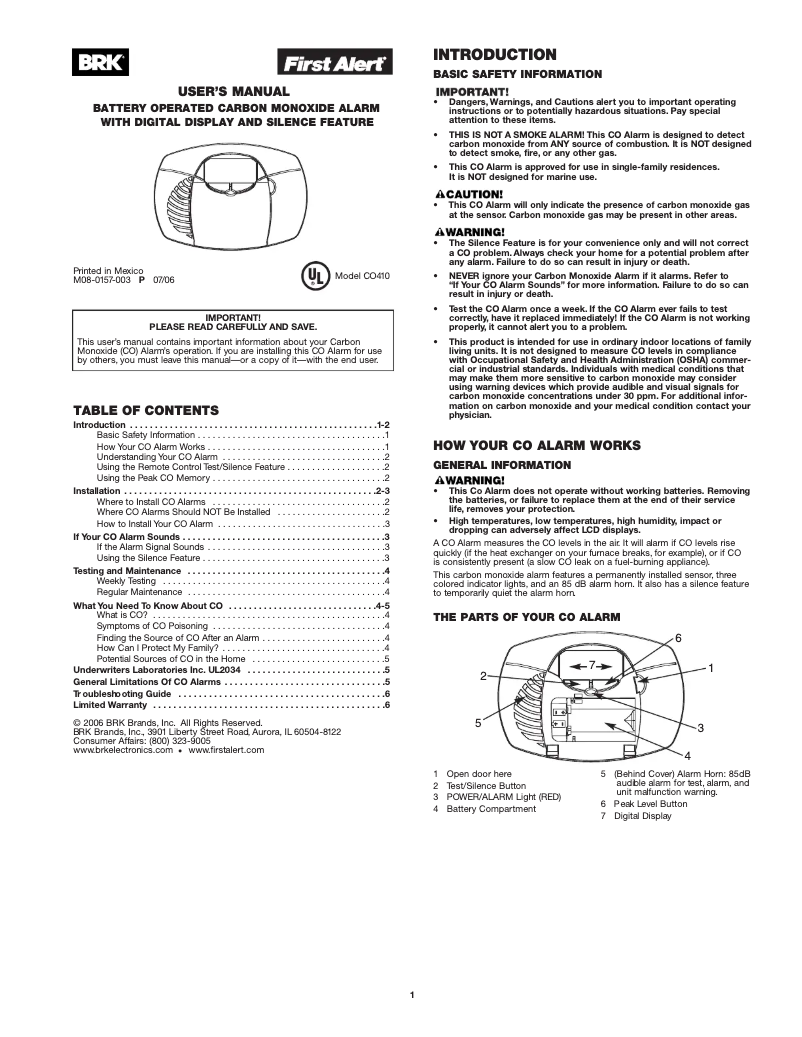 Image de la première page du manuel de l'appareil CO410