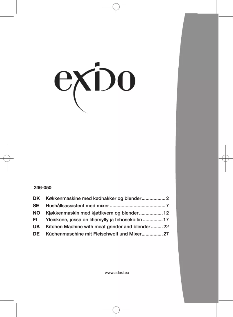 Page n°1 - Manuel utilisateur Exido 246-050