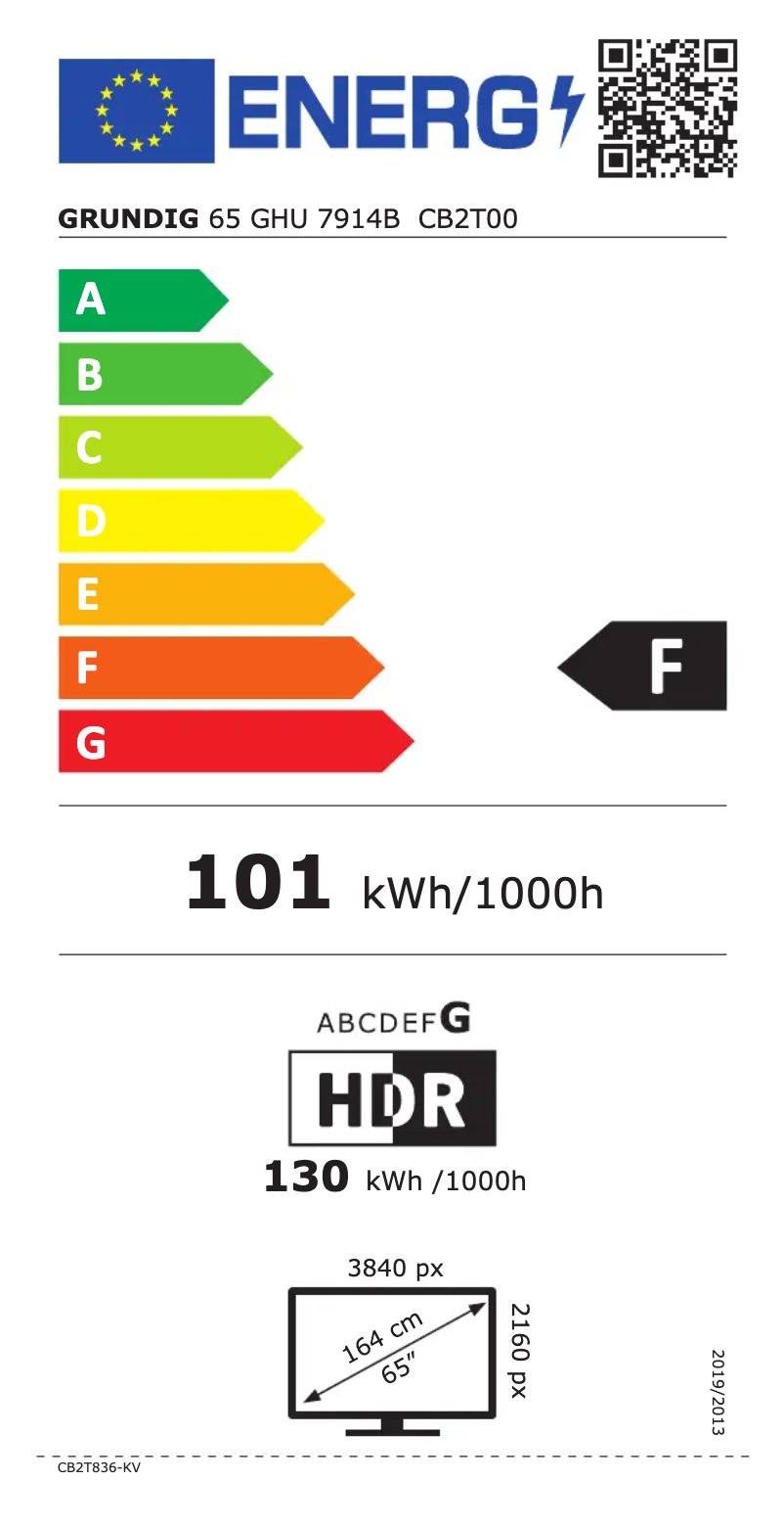 Page n°1 - Label énergétique Grundig 65 GHU 7914B
