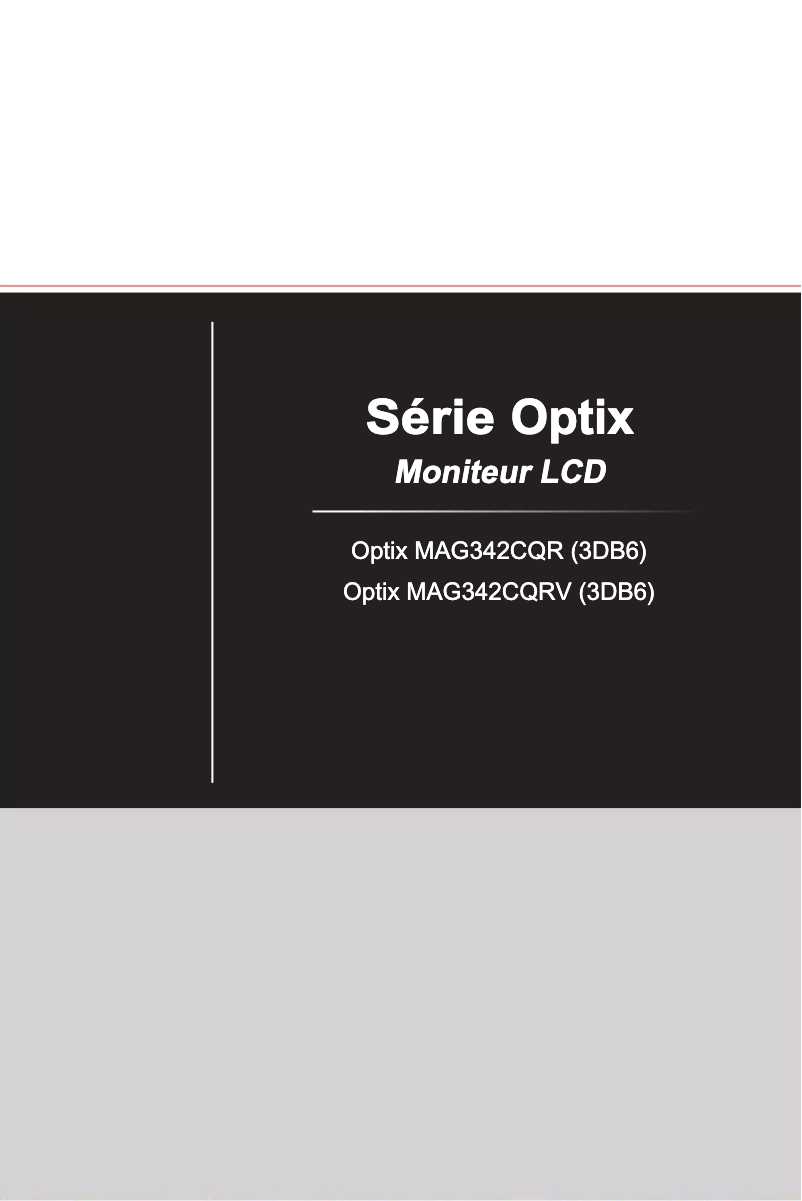 Page 1 de la notice Manuel utilisateur MSI Optix MAG342CQRV