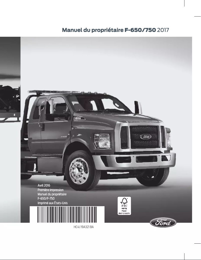 Page 1 de la notice Manuel utilisateur Ford F-650 (2017)