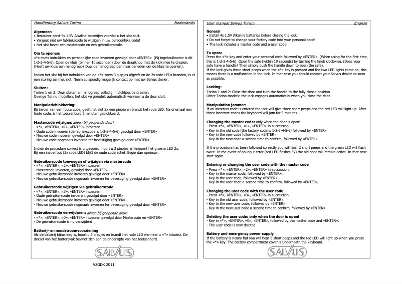 Image de la première page du manuel de l'appareil Torino