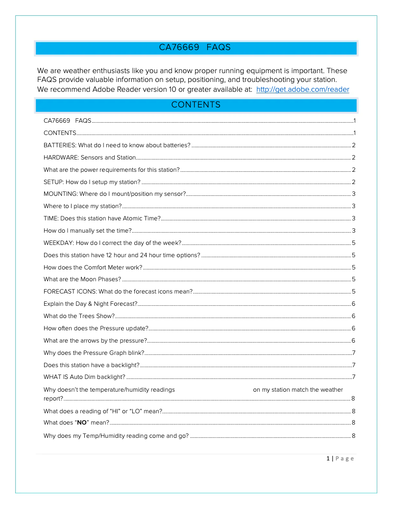 Image de la première page du manuel de l'appareil CA76669