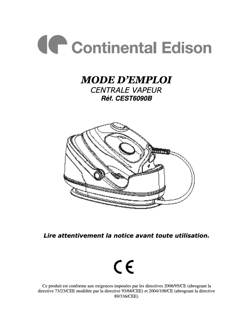 Page n°1 - Manuel utilisateur Continental Edison ST6090B