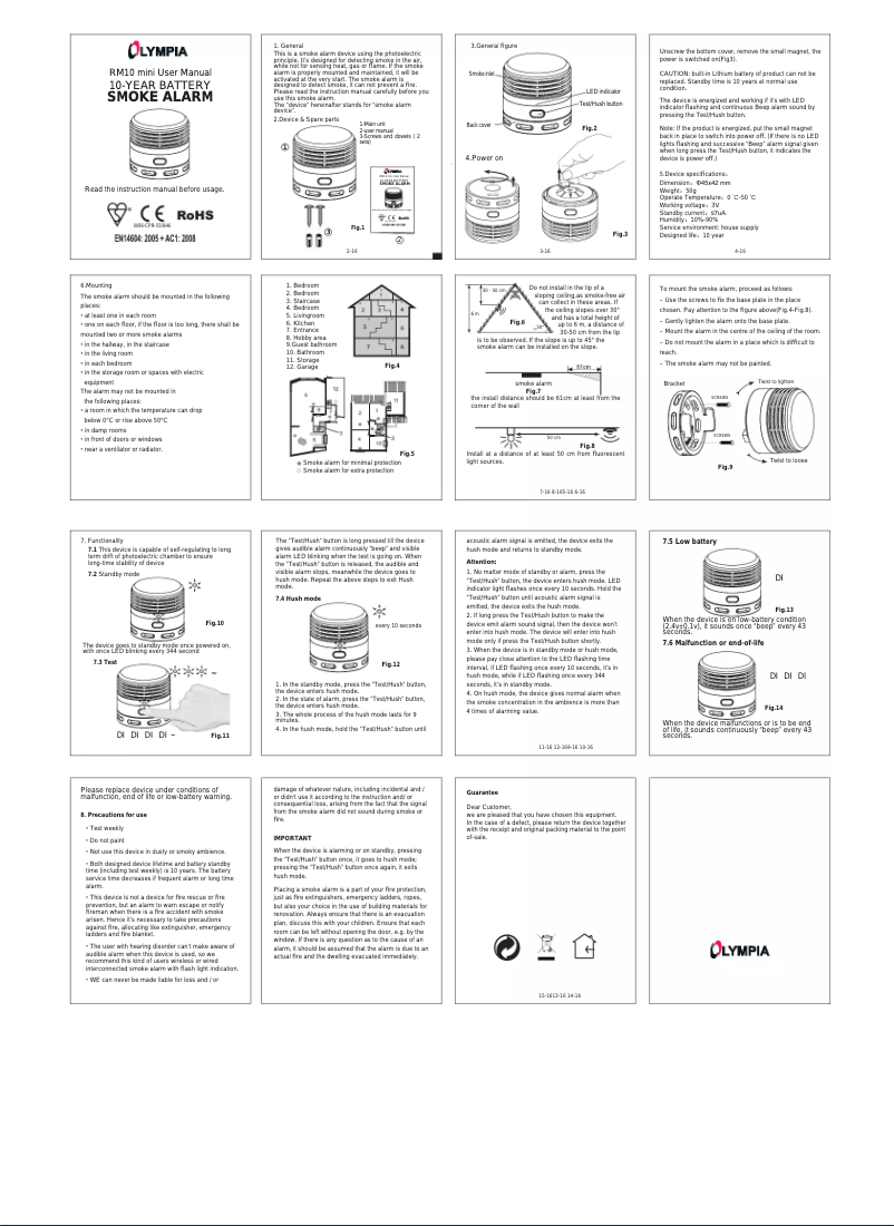Imagen de la primera página del manual del dispositivo RM 10 mini