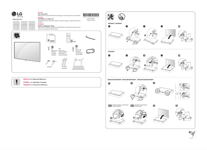 Page 1 de la notice Manuel utilisateur LG 43UK6300BUB