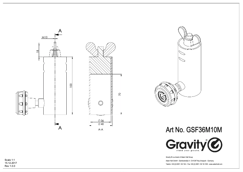 Page 1 of the manual Technical Sheet Gravity SF 36 M 10 M