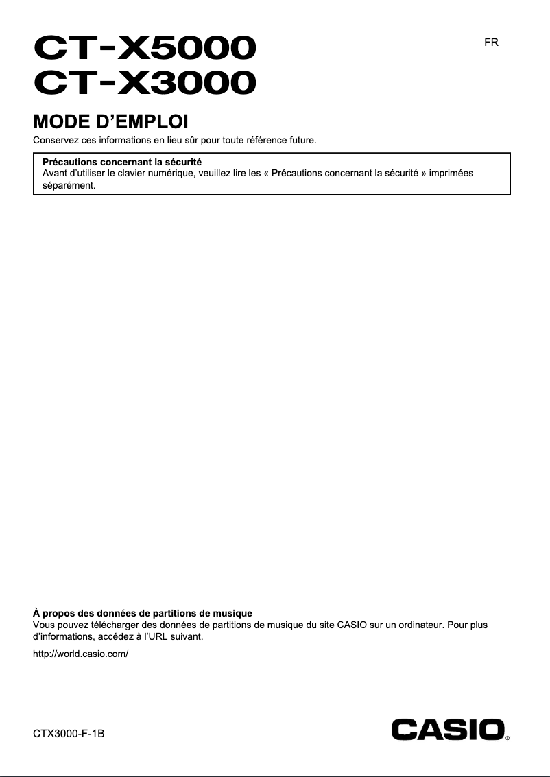 Page n°1 - Manuel utilisateur Casio CT-X5000