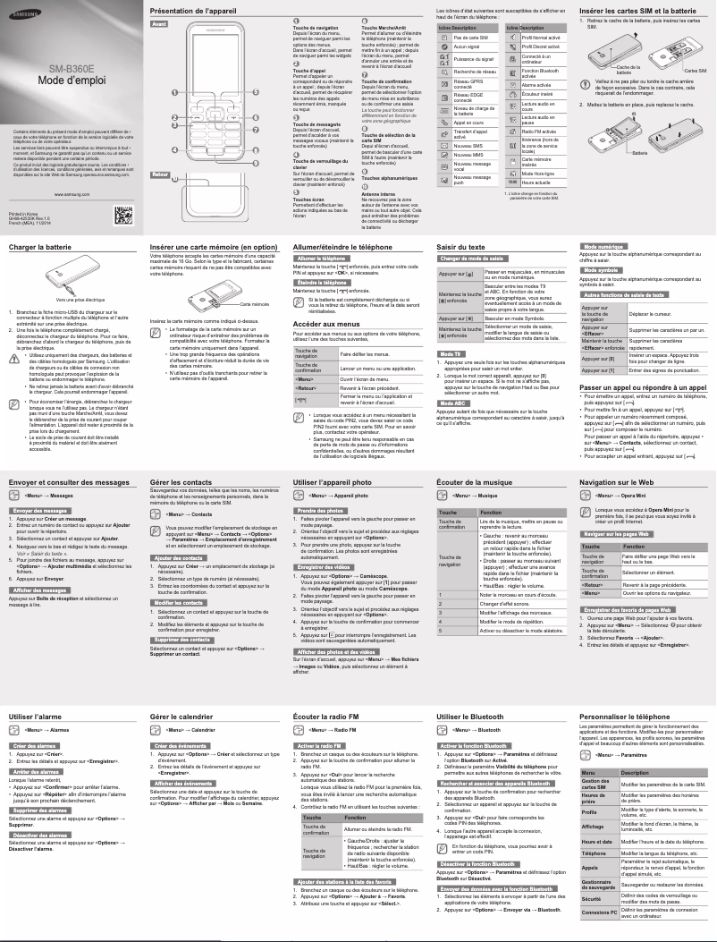 Page 1 de la notice Manuel utilisateur Samsung Metro 360