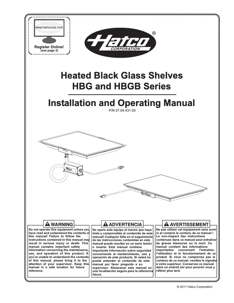 Page n°1 - Manuel utilisateur Hatco HBGB-6018