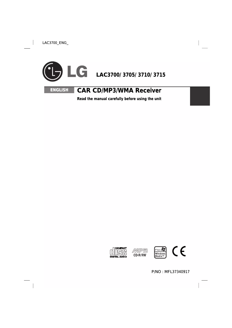 Page n°1 - Manuel utilisateur LG LAC-M3700