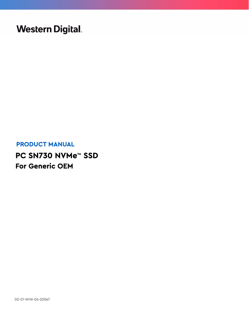 Page 1 de la notice Manuel utilisateur Western Digital PC SN730