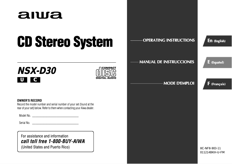 Page n°1 - Manuel utilisateur Aiwa NSX-D30