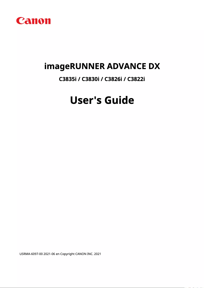 Image de la première page du manuel de l'appareil imageRUNNER ADVANCE DX C3835i