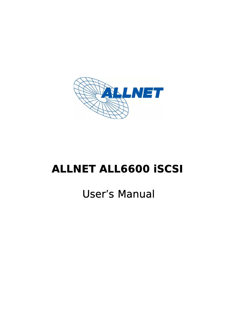 Image de la première page du manuel de l'appareil ALL6600 iSCSI