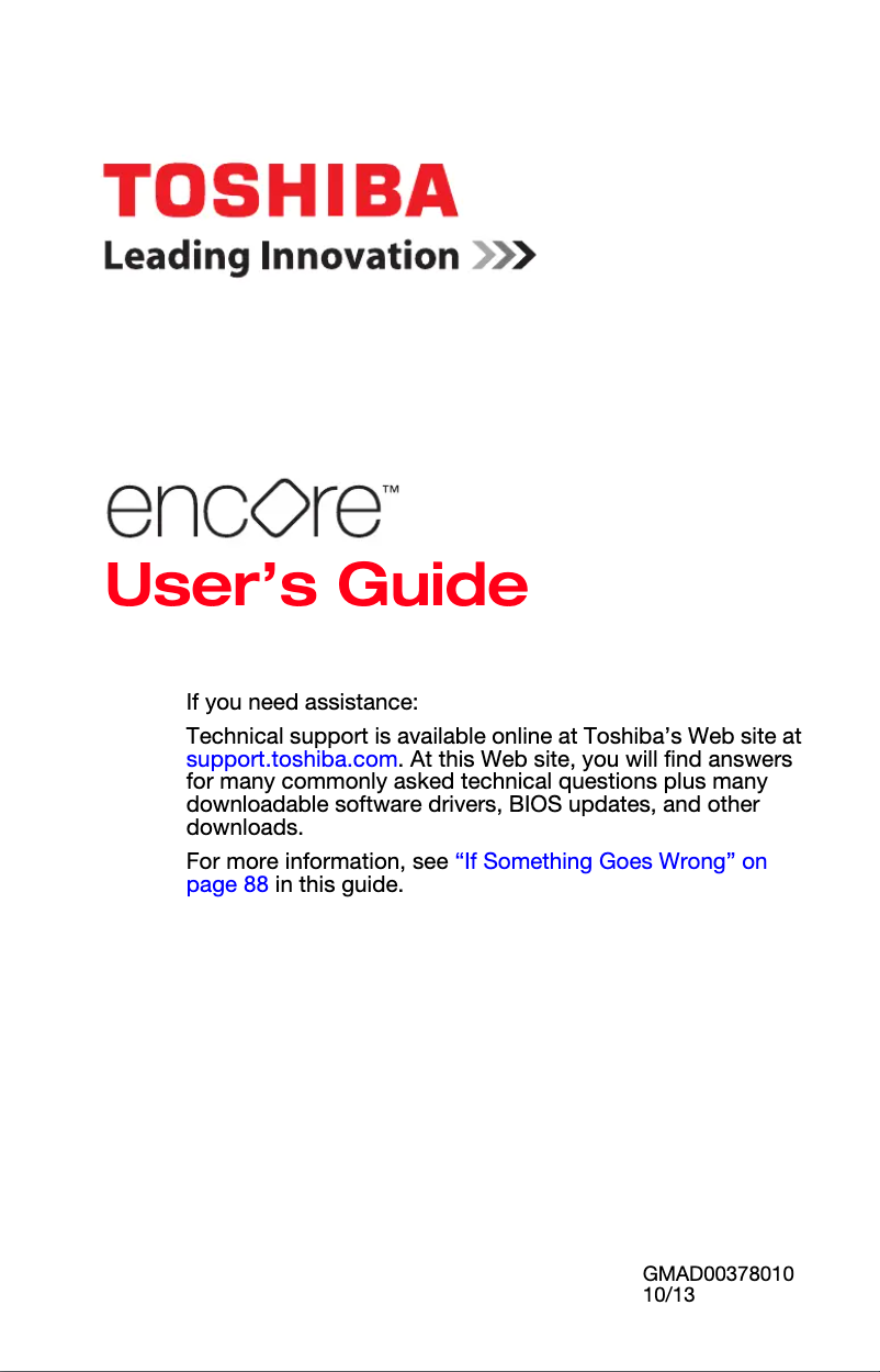Page n°1 - Manuel utilisateur Toshiba Encore WT8-A64