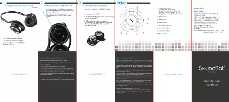 Image de la première page du manuel de l'appareil SB220