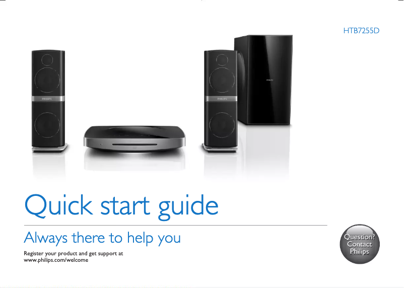 Page 1 de la notice Guide de démarrage rapide Philips HTB7255D