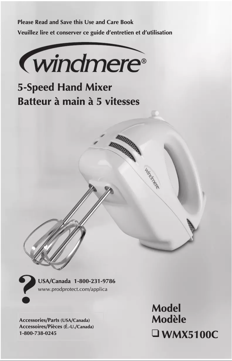 Page n°1 - Manuel utilisateur Windmere WMX5100C