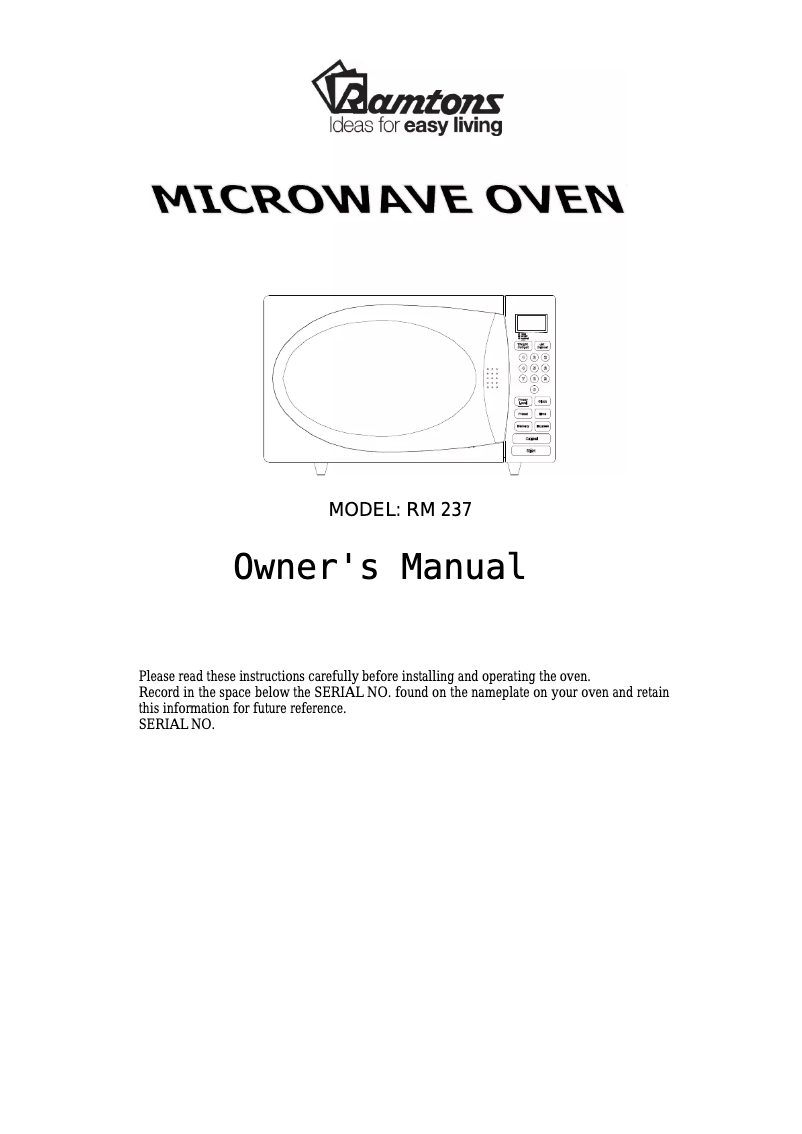 Image de la première page du manuel de l'appareil RM237