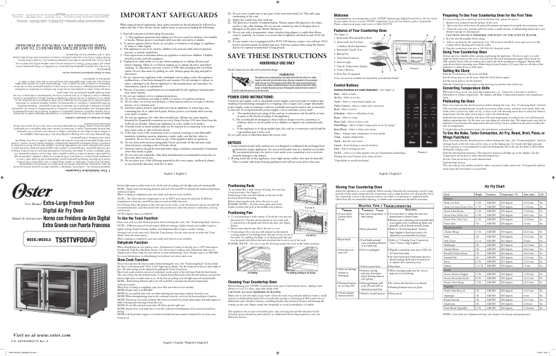 Page 1 de la notice Manuel utilisateur Oster TSSTTVFDDAF-026
